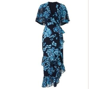 SOLANI Revolve Rose FLORAL RUFFLE MIDI DRESS